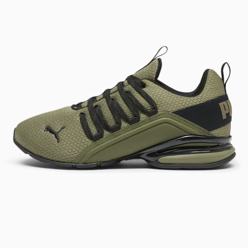 Puma | Men's Axelion Refresh Wide Running Shoes - Dark Green Moss-Black