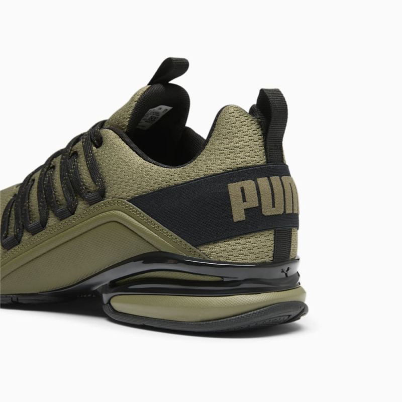 Puma | Men's Axelion Refresh Wide Running Shoes - Dark Green Moss-Black