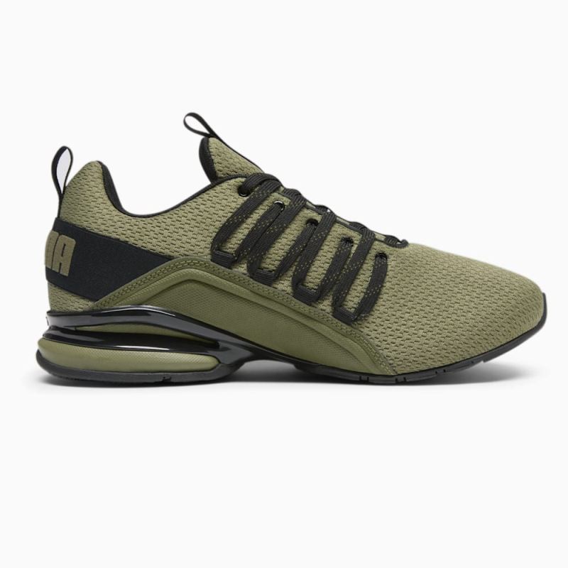 Puma | Men's Axelion Refresh Wide Running Shoes - Dark Green Moss-Black