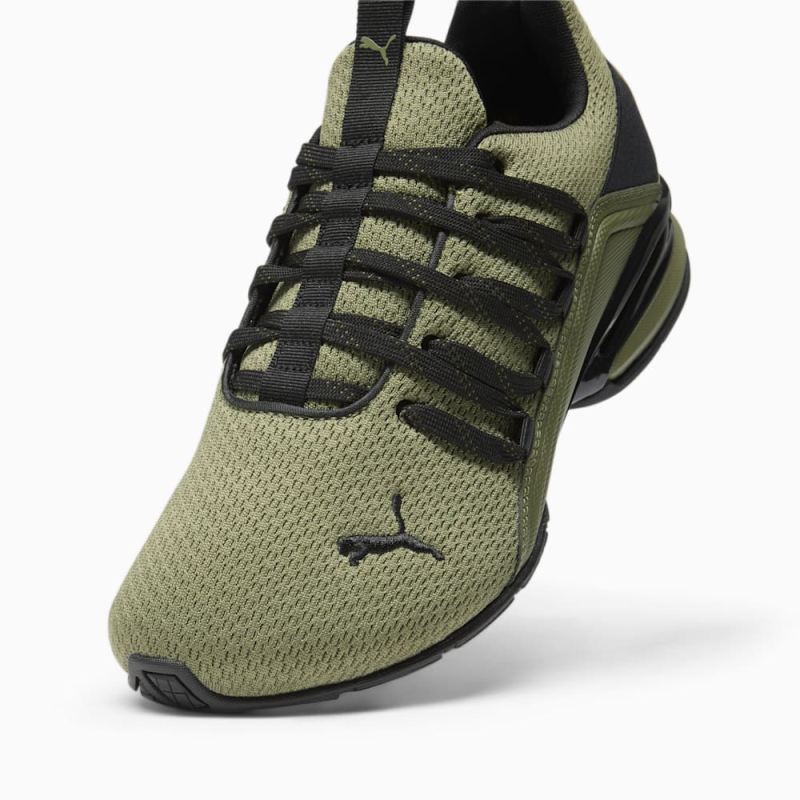 Puma | Men's Axelion Refresh Wide Running Shoes - Dark Green Moss-Black