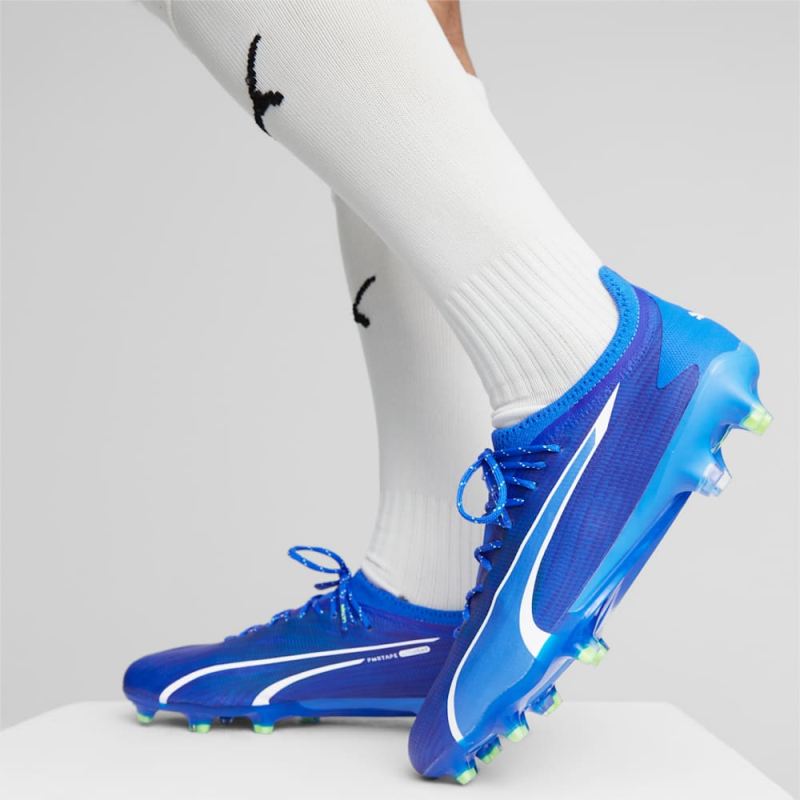 Puma | Men's ULTRA ULTIMATE FG/AG Soccer Cleats - Ultra Blue-White-Pro Green