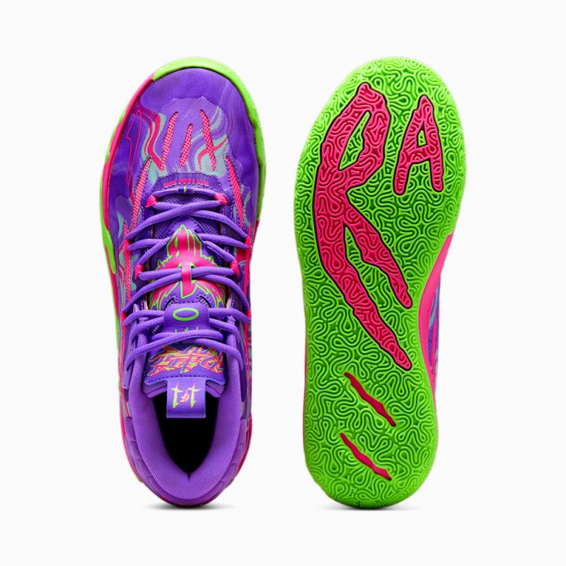 Puma | Men's x LAMELO BALL MB.03 Toxic Basketball Shoes - Purple Glimmer-Green Gecko