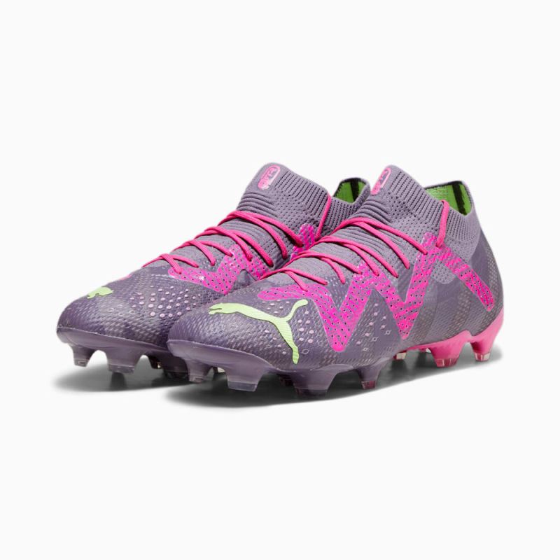 Puma | Men's FUTURE ULTIMATE FG/AG Goalkeeper Soccer Cleats - Purple Charcoal-Fast Yellow-Ravish-White