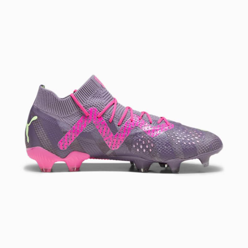 Puma | Men's FUTURE ULTIMATE FG/AG Goalkeeper Soccer Cleats - Purple Charcoal-Fast Yellow-Ravish-White