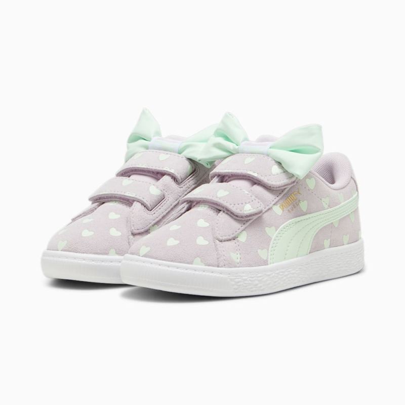 Puma | Girls Suede Classic Re-Bow Little Kids Shoes - Grape Mist-Fresh Mint