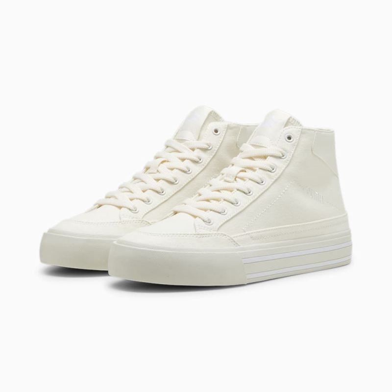 Puma | Men's Court Classic Vulc Mid Unisex Sneakers - Warm White-White