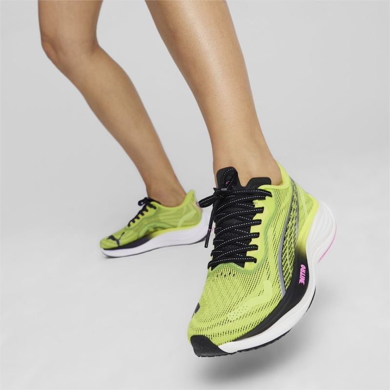 Puma | Women's Velocity NITRO 3 Psychedelic Rush Running Shoes - Lime Pow-Black-Poison Pink