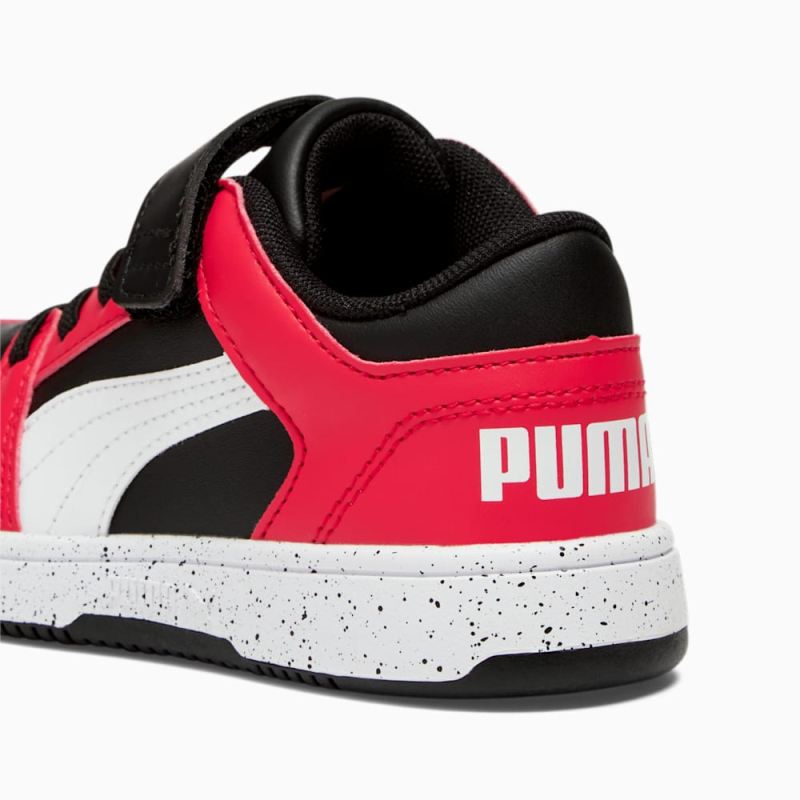 Puma | Boys Rebound V6 Lo Speckle Little Kids Sneakers - Black-White-High Risk Red