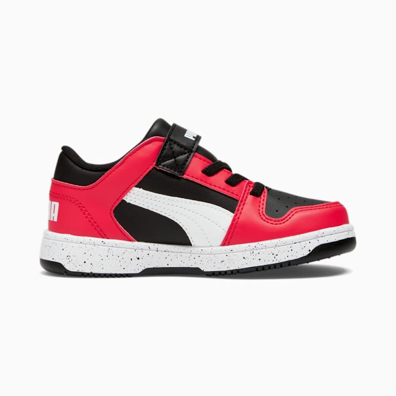 Puma | Boys Rebound V6 Lo Speckle Little Kids Sneakers - Black-White-High Risk Red