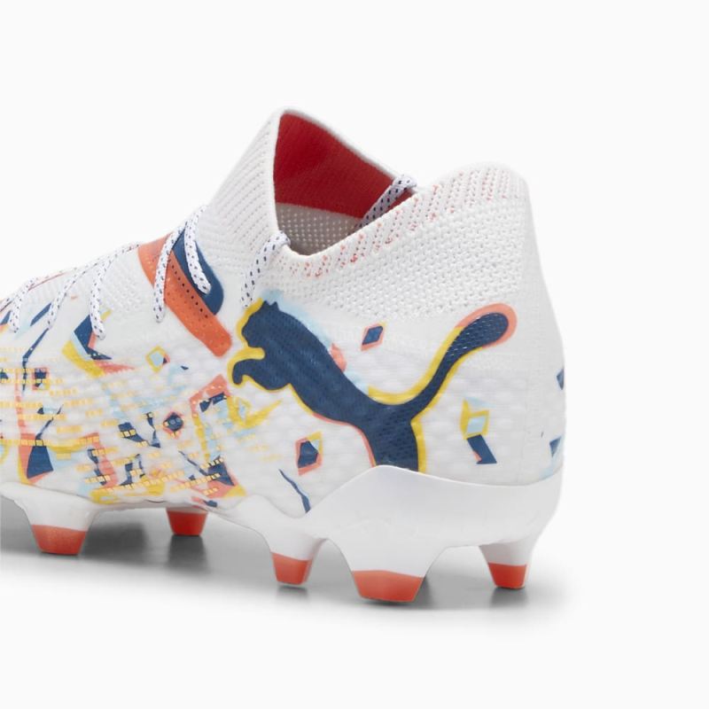 Puma | Men's FUTURE 7 ULTIMATE CREATIVITY FG/AG Soccer Cleats - White-Ocean Tropic-Turquoise Surf-Hot Heat-Sun Stream