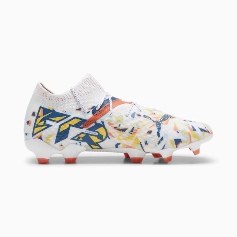 Puma | Men's FUTURE 7 ULTIMATE CREATIVITY FG/AG Soccer Cleats - White-Ocean Tropic-Turquoise Surf-Hot Heat-Sun Stream