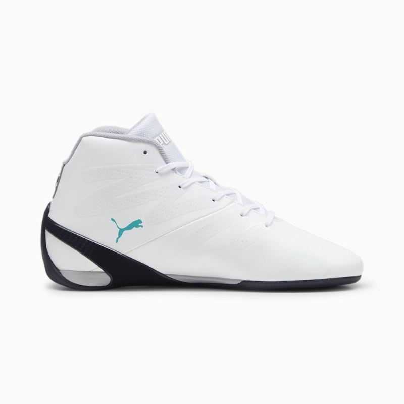 Puma | Men's Mercedes AMG-Petronas F1 Motorsport Carbon Cat Mid Driving Shoes - White-Sheen Green