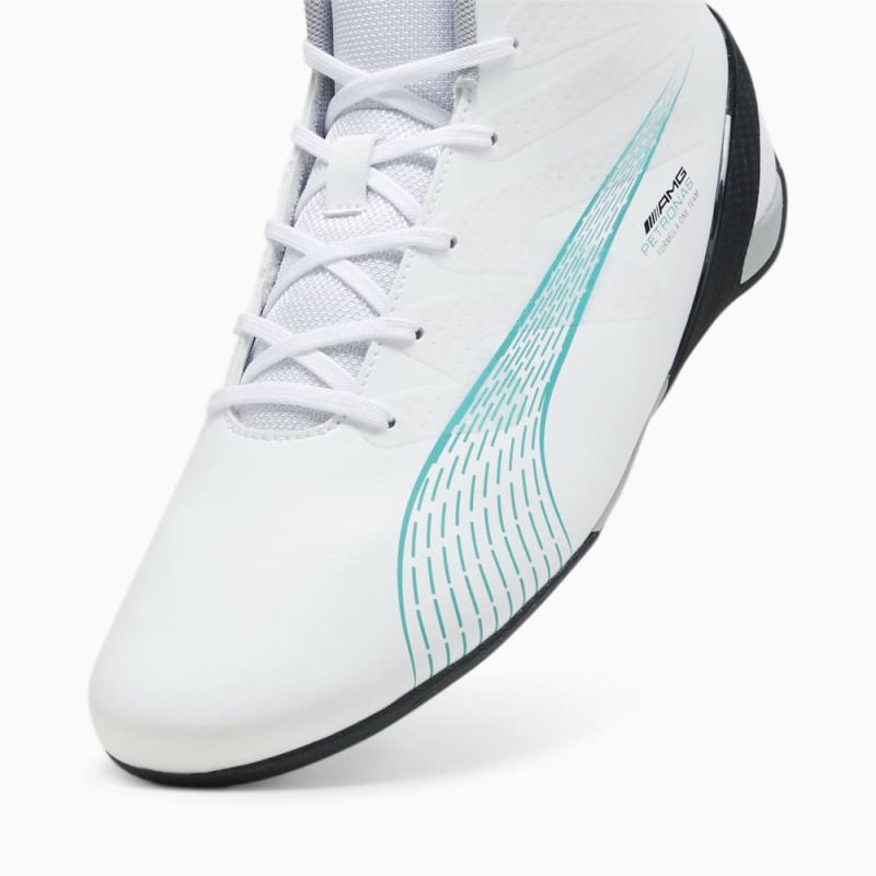 Puma | Men's Mercedes AMG-Petronas F1 Motorsport Carbon Cat Mid Driving Shoes - White-Sheen Green