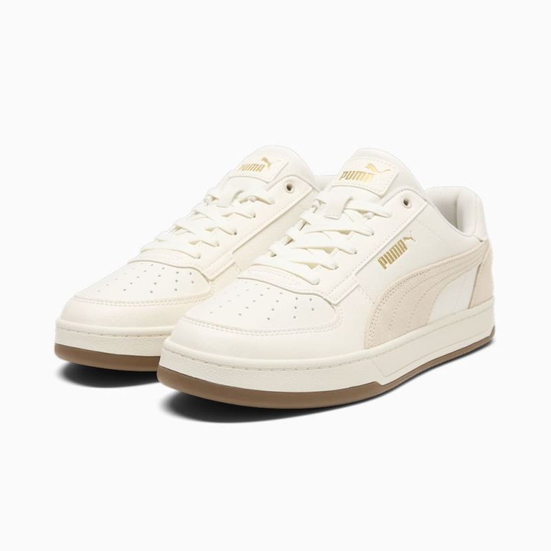 Puma | Men's Caven 2.0 Suede Sneakers - Warm White-Frosted Ivory-Gold