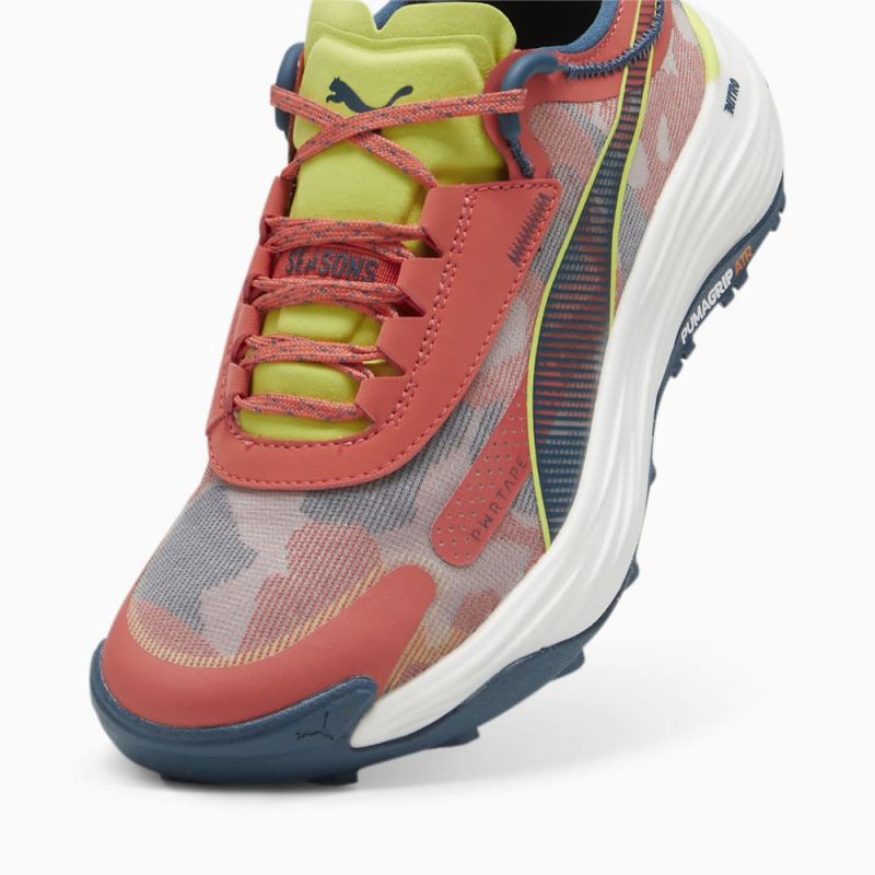 Puma | Women's SEASONS Voyage NITRO 3 Running Shoes - Active Red-Ocean Tropic-Lime Pow