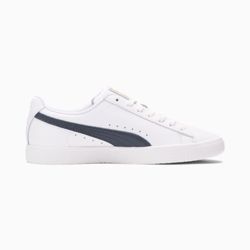 Puma | Men's Clyde Core Foil Sneakers - White-New Navy-Team Gold