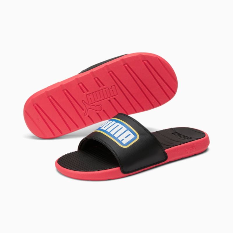 Puma | Men's Cool Cat Alumni Slides - Black-High Risk Red-Victoria Blue