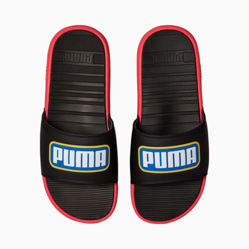 Puma | Men's Cool Cat Alumni Slides - Black-High Risk Red-Victoria Blue