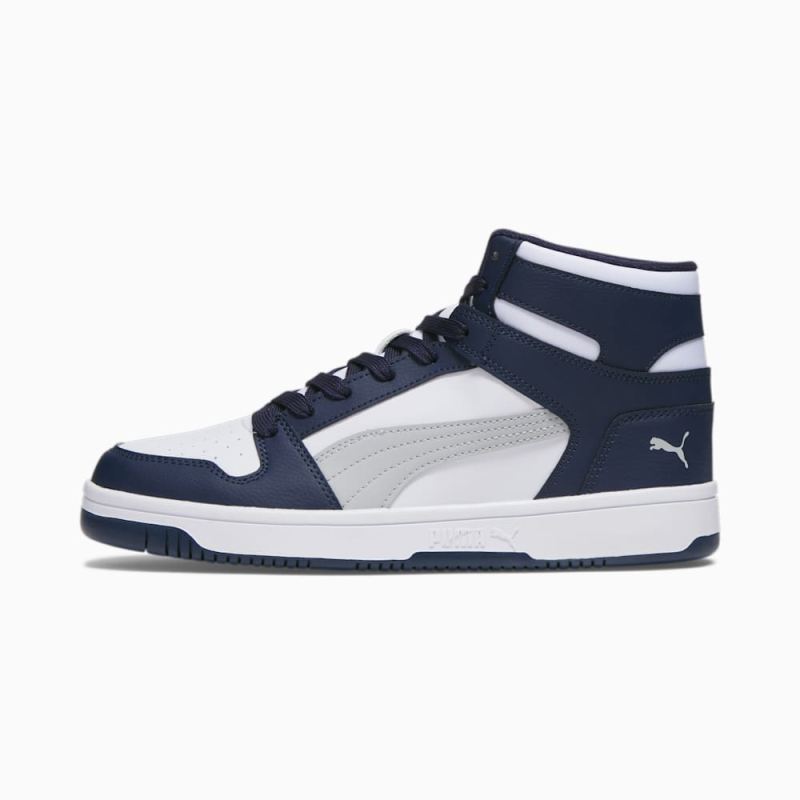 Puma | Men's Rebound LayUp Sneakers - White-Ash Gray-Navy