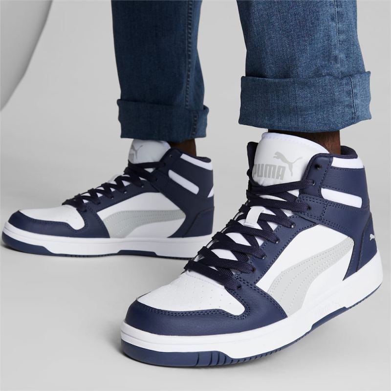 Puma | Men's Rebound LayUp Sneakers - White-Ash Gray-Navy