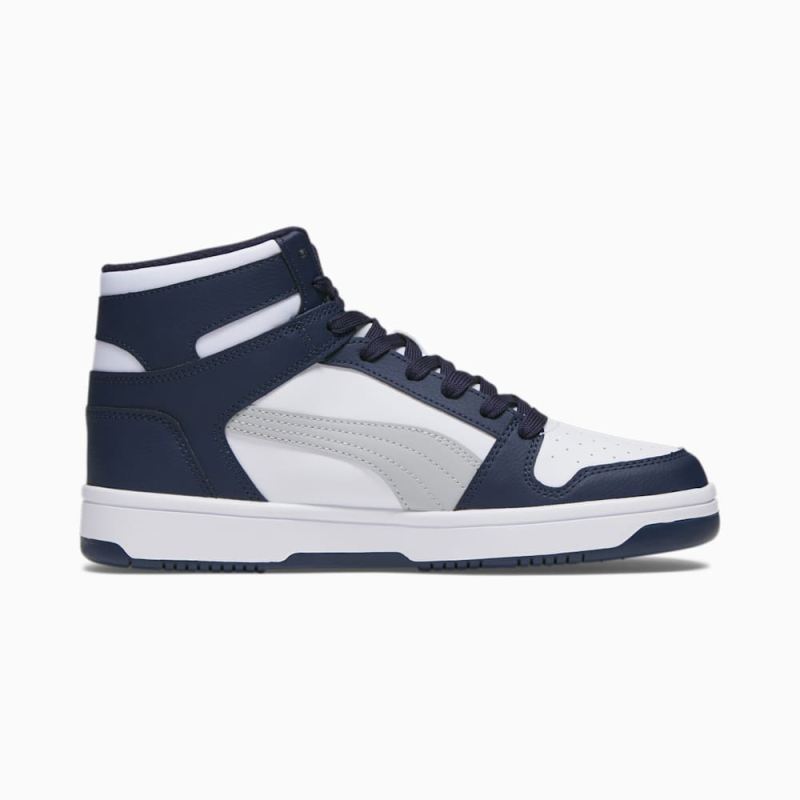 Puma | Men's Rebound LayUp Sneakers - White-Ash Gray-Navy