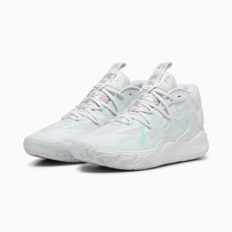 Puma | Men's x LAMELO BALL MB.03 Iridescent Basketball Shoes - White-Dewdrop