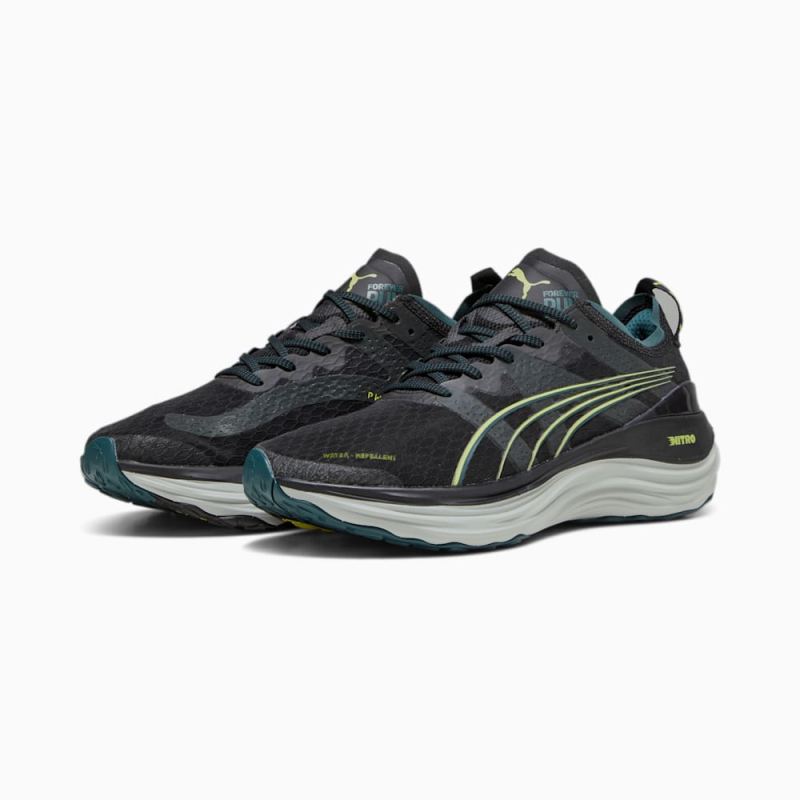 Puma | Men's ForeverRun NITRO WTR Running Shoes - Black-Malachite-Yellow Burst