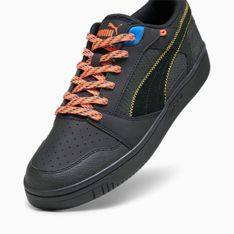 Puma | Men's Rebound v6 Low Open Road Sneakers - Black-Yellow Sizzle-Hot Heat-Ultra Blue