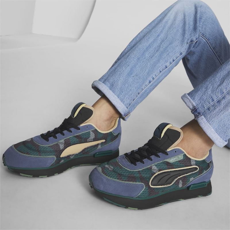 Puma | Women's Future Rider Concrete Camo Sneakers - Inky Blue-Black-Sand Dune