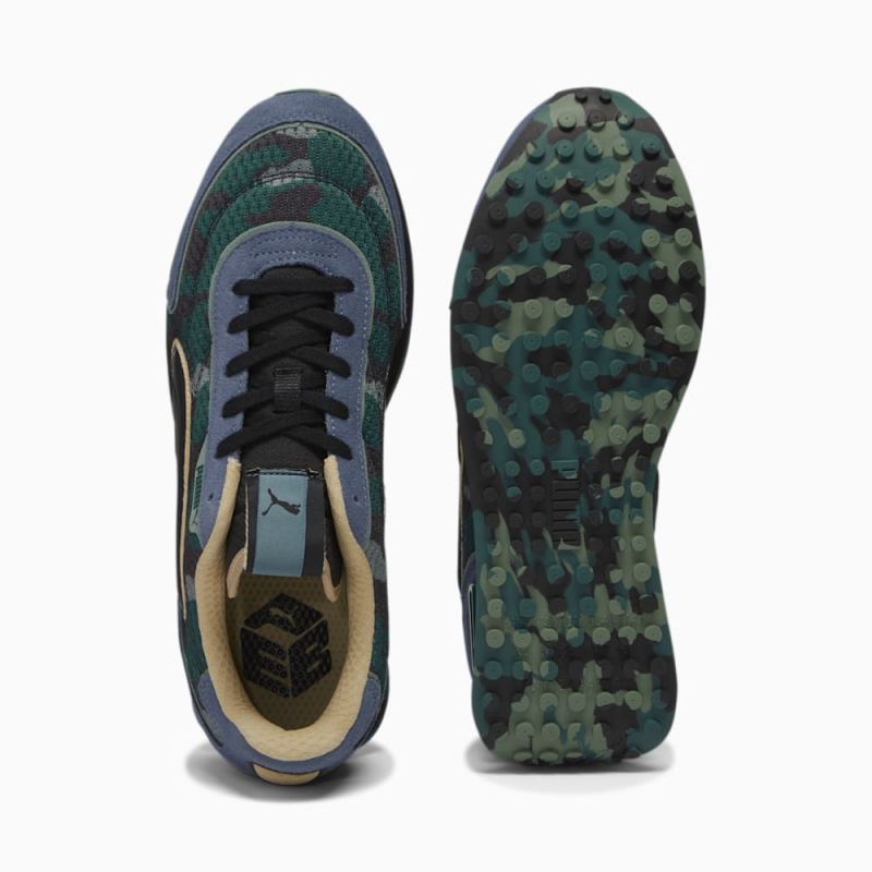 Puma | Women's Future Rider Concrete Camo Sneakers - Inky Blue-Black-Sand Dune