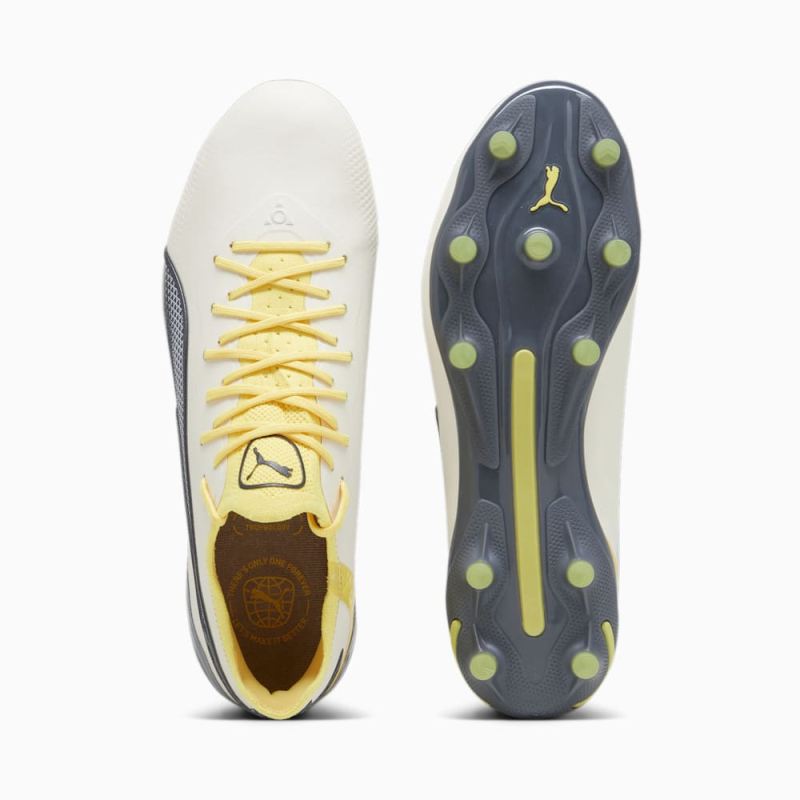 Puma | Men's KING ULTIMATE FG/AG Soccer Cleats - Alpine Snow-Asphalt-Yellow Blaze