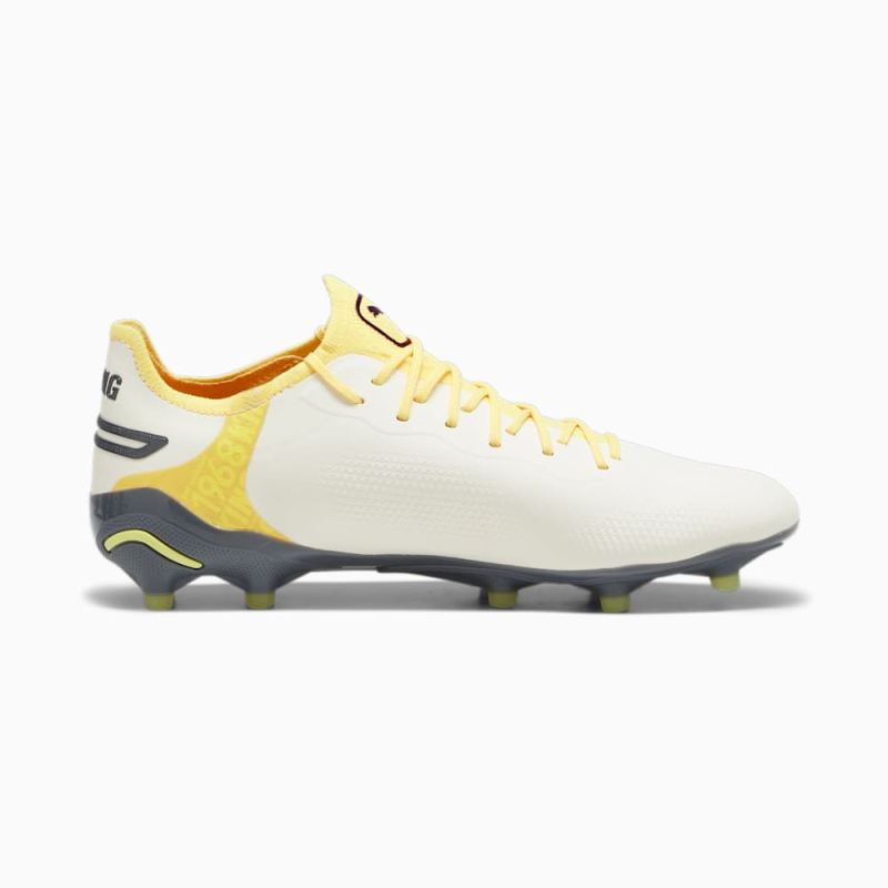 Puma | Men's KING ULTIMATE FG/AG Soccer Cleats - Alpine Snow-Asphalt-Yellow Blaze