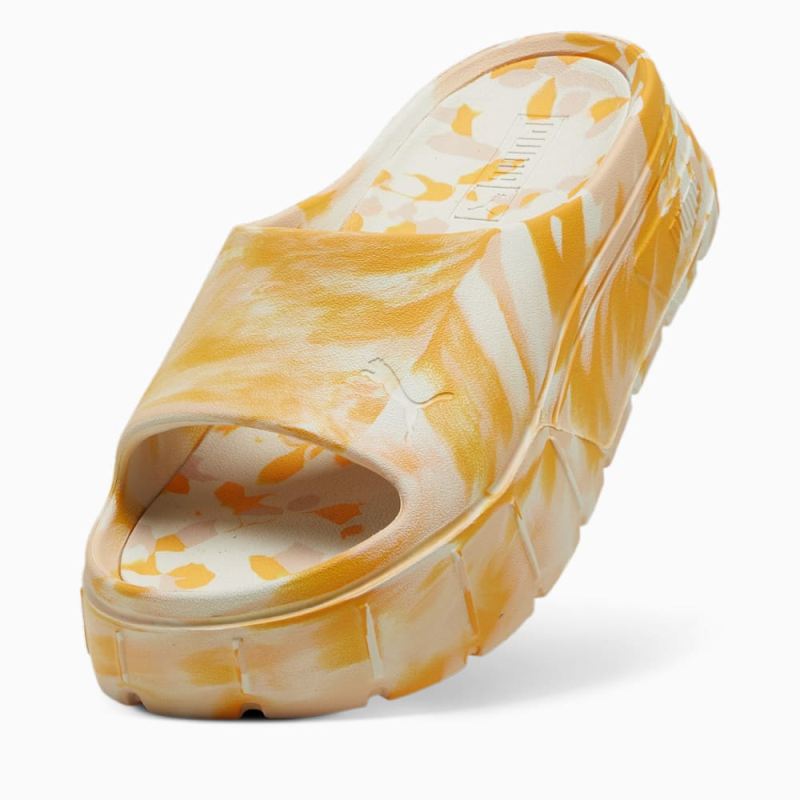 Puma | Women's Mayze Stack Injex Marble Slides - Clementine-Peach Fizz-Sugared Almond