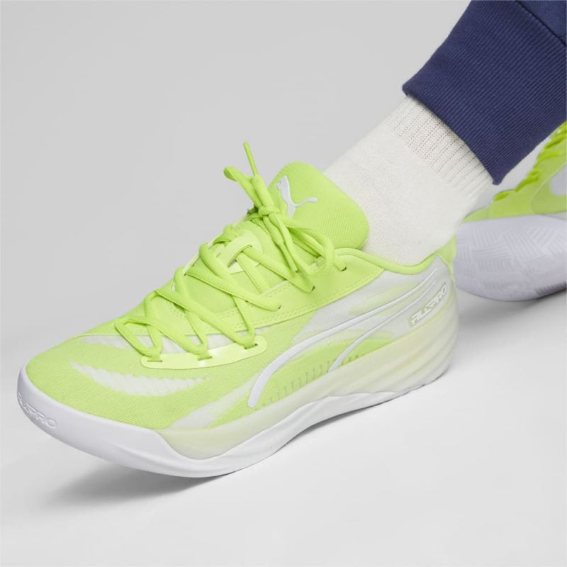 Puma | Men's All-Pro NITRO Basketball Shoes - Lime Squeeze-White