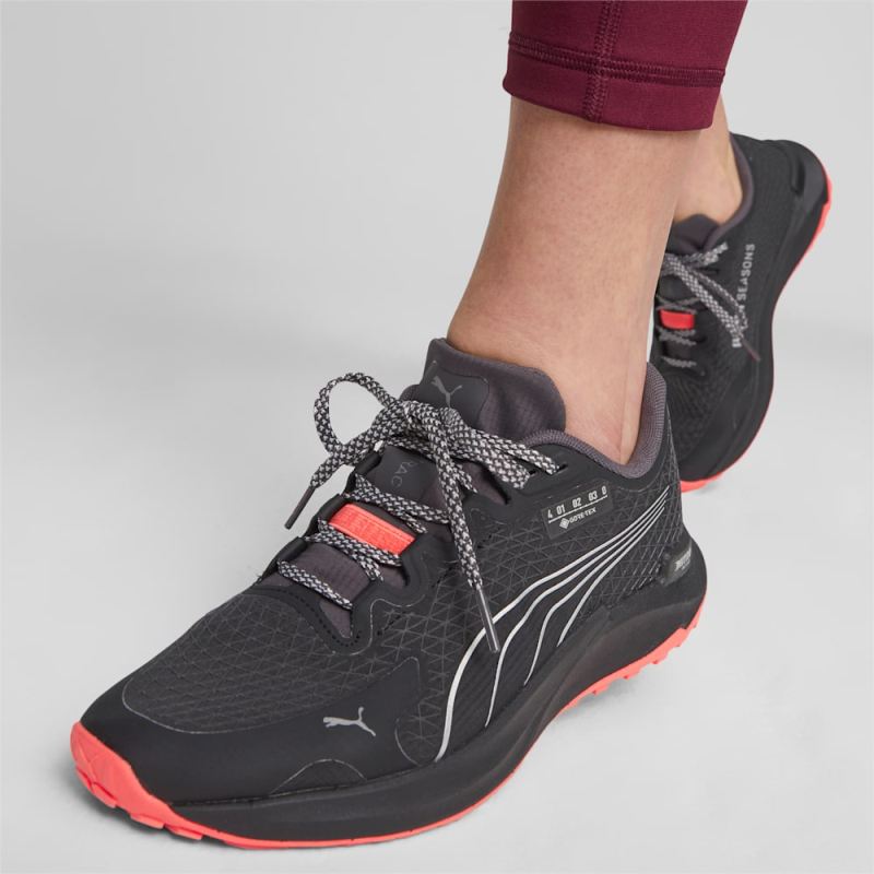 Puma | Women's SEASONS Fast-Trac NITRO GORE-TEX Running Shoes - Black-Fire Orchid