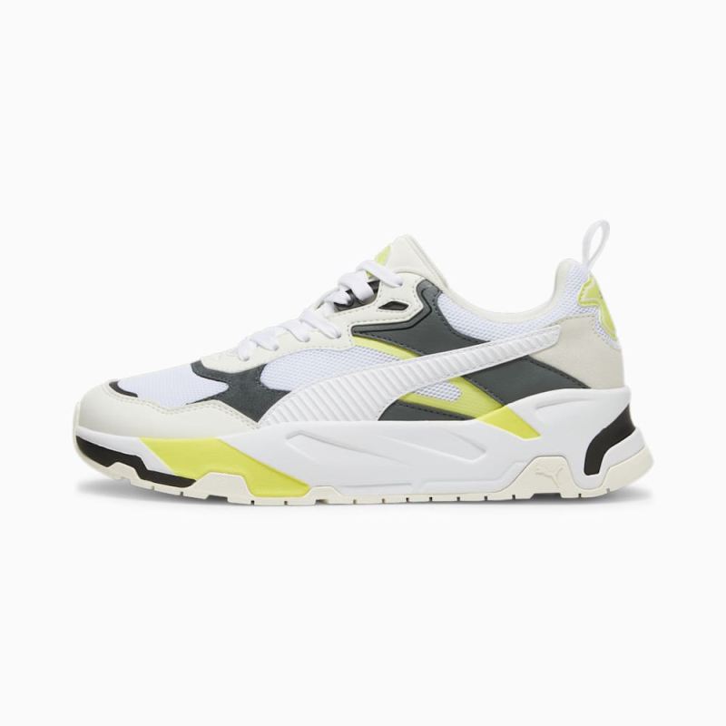 Puma | Men's Trinity Sneakers - Warm White-White-Mineral Gray-Lime Sheen