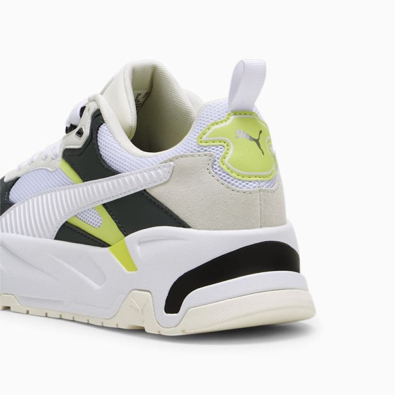 Puma | Men's Trinity Sneakers - Warm White-White-Mineral Gray-Lime Sheen