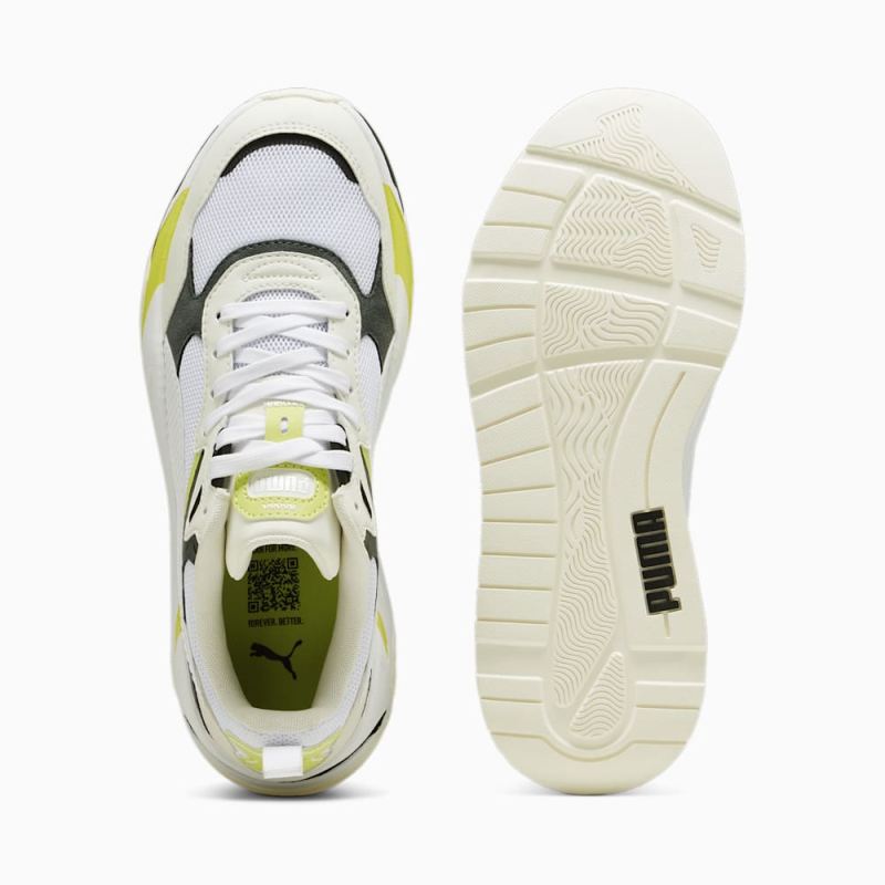 Puma | Men's Trinity Sneakers - Warm White-White-Mineral Gray-Lime Sheen