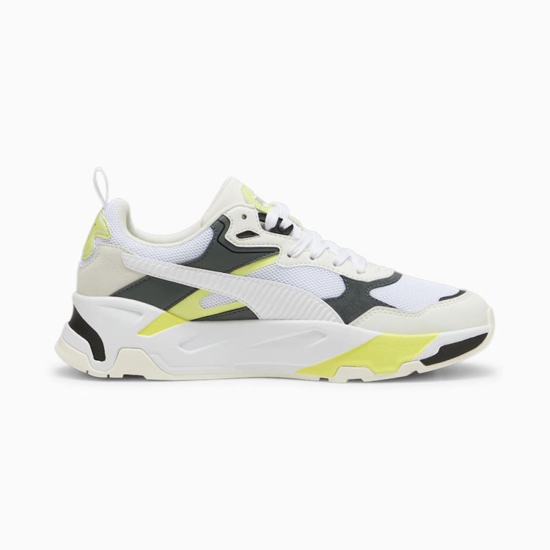 Puma | Men's Trinity Sneakers - Warm White-White-Mineral Gray-Lime Sheen