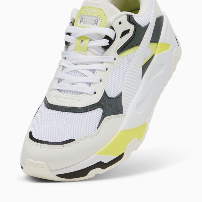 Puma | Men's Trinity Sneakers - Warm White-White-Mineral Gray-Lime Sheen