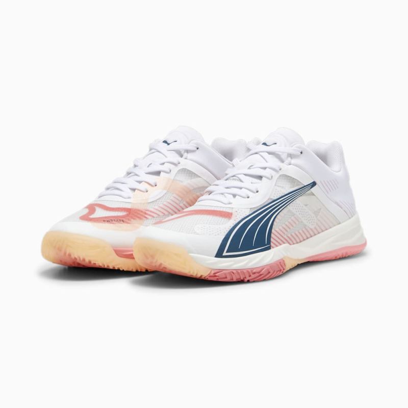 Puma | Women's Accelerate NITRO SQD Racquet Sports Shoes - White-Ocean Tropic-Passionfruit-Fizzy Melon