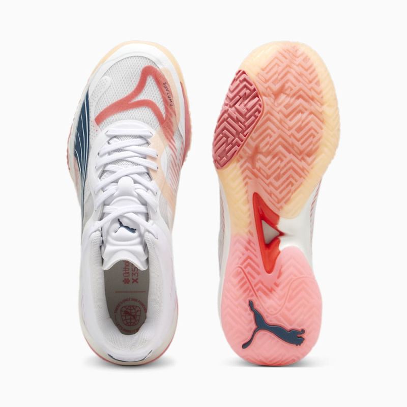 Puma | Women's Accelerate NITRO SQD Racquet Sports Shoes - White-Ocean Tropic-Passionfruit-Fizzy Melon