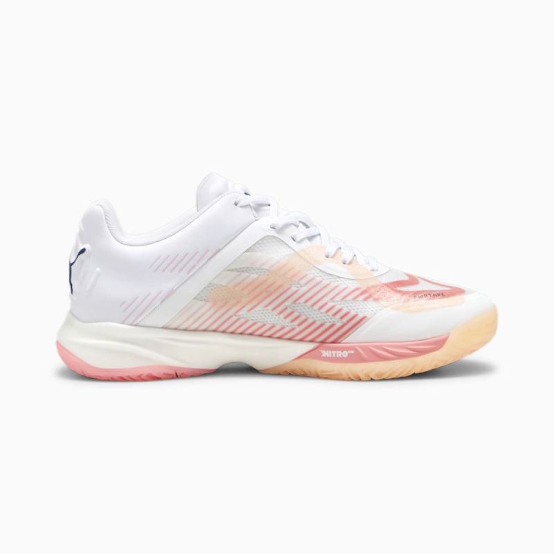 Puma | Women's Accelerate NITRO SQD Racquet Sports Shoes - White-Ocean Tropic-Passionfruit-Fizzy Melon