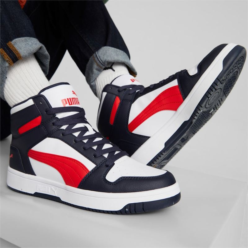 Puma | Men's Rebound LayUp Sneakers - Parisian Night-High Risk Red-White