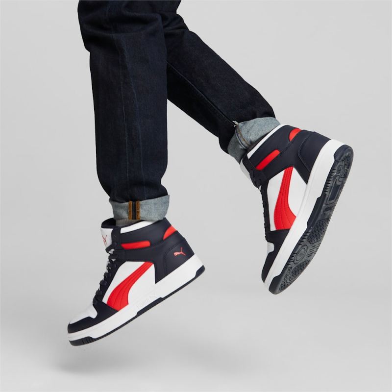 Puma | Men's Rebound LayUp Sneakers - Parisian Night-High Risk Red-White