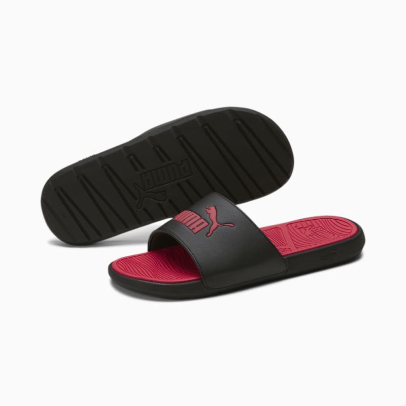 Puma | Men's Cool Cat 2.0 Slides - Black-Red-Red