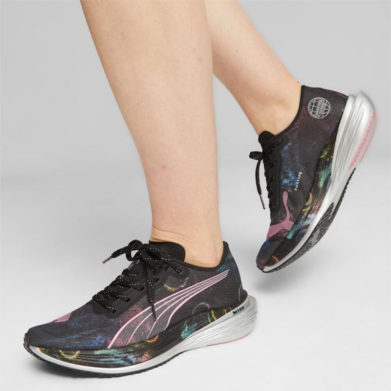 Puma | Women's Deviate NITRO Elite 2 'Marathon Series' Running Shoes - Black-Strawberry Burst-Yellow Blaze