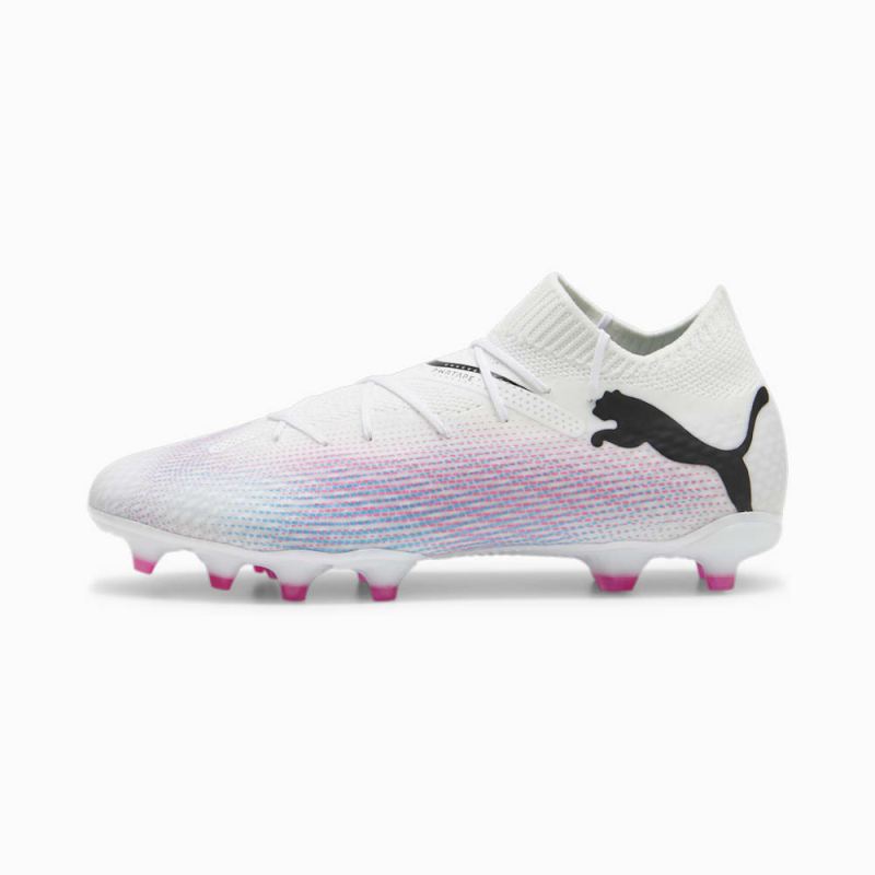 Puma | Men's FUTURE 7 PRO FG/AG Soccer Cleats - White-Black-Poison Pink