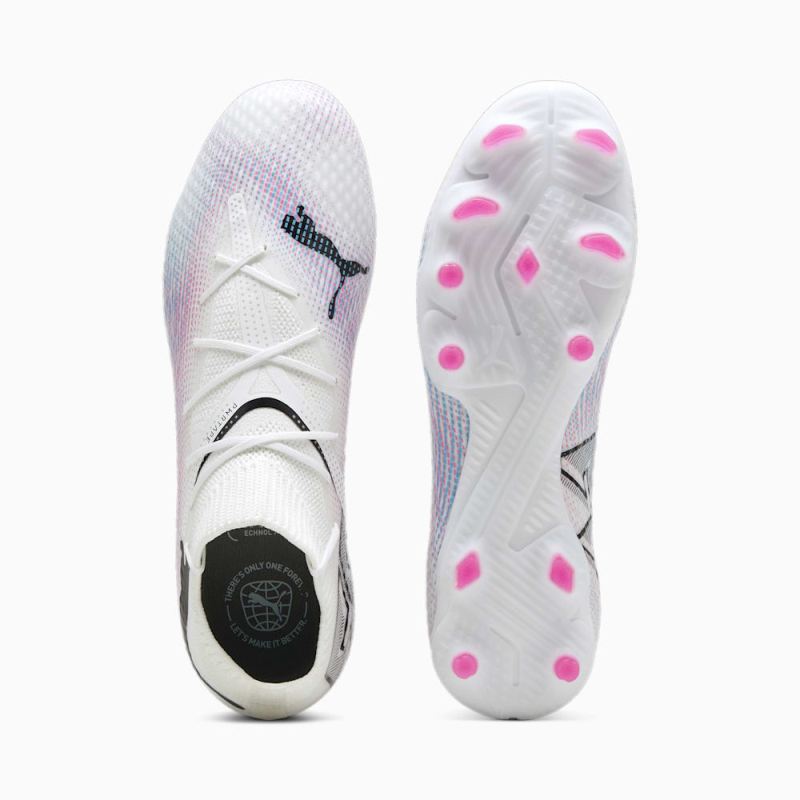 Puma | Men's FUTURE 7 PRO FG/AG Soccer Cleats - White-Black-Poison Pink