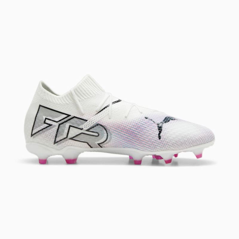 Puma | Men's FUTURE 7 PRO FG/AG Soccer Cleats - White-Black-Poison Pink